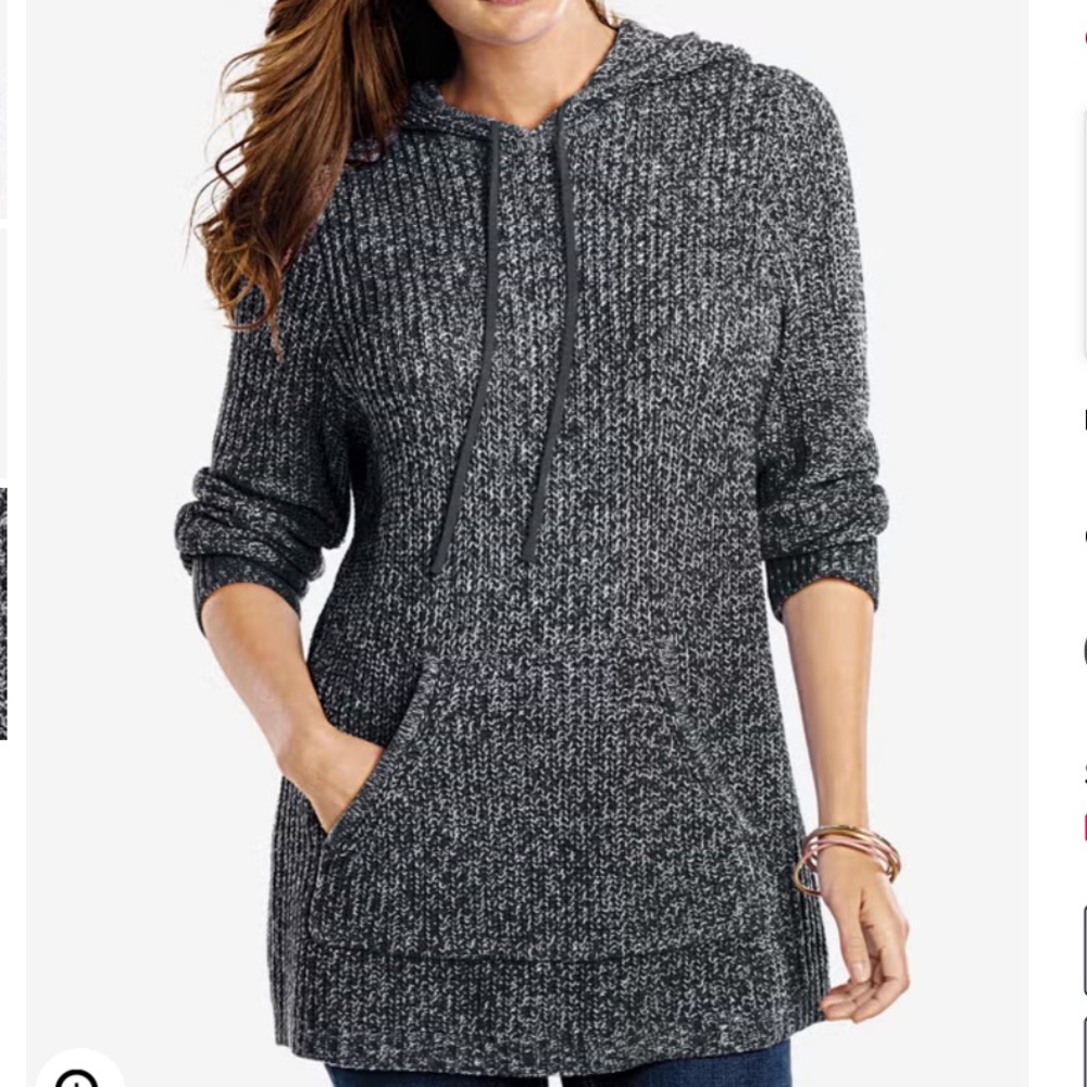 Shaker knit hoodie sweater pullover kangaroo pocket 18 20 XL NEW